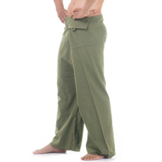 Cotton Men Thai Fisherman Pants Light Olive Green FOG19M